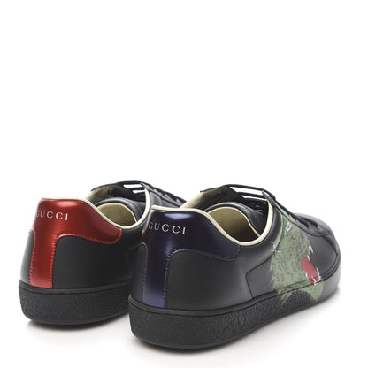 Gucci Calfskin Green Panther Print Mens Ace Sneakers 10 Black 4 of 10