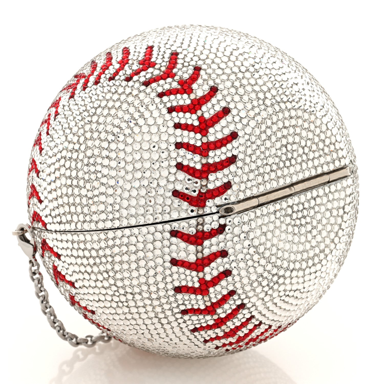 Judith Leiber Crystal Baseball Clutch Silver 4 of 10