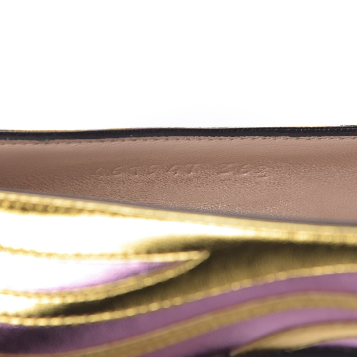Metallic Nappa Inlay GG Marmont Fringe 50mm Loafer Pumps 36.5 Oro Vecchio Rosa