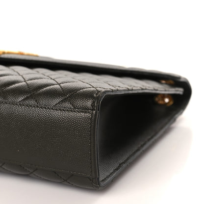 Saint Laurent Grain De Poudre Textured Mixed Matelasse Large Triquilt Monogram Satchel Dark Tea 9 of 9