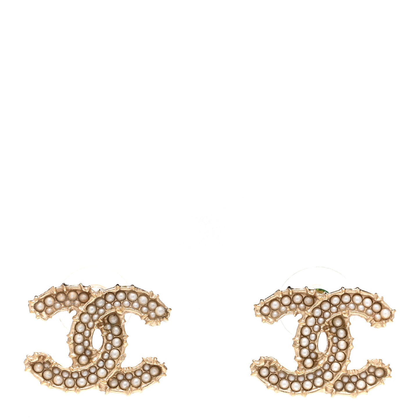 Pearl CC Camellia Express Stud Earrings Gold