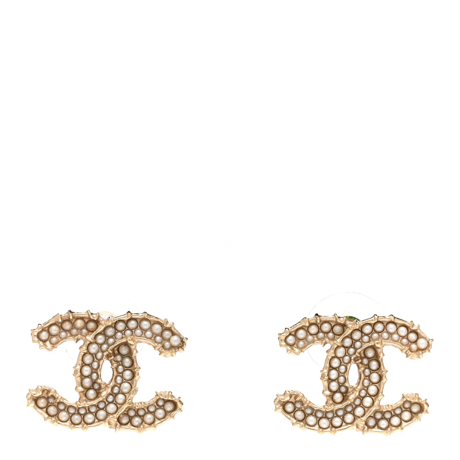 Chanel Pearl CC Camellia Express Stud Earrings Gold 1 of 6
