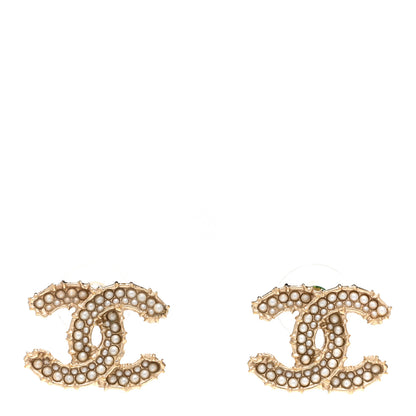 Chanel Pearl CC Camellia Express Stud Earrings Gold 1 of 6
