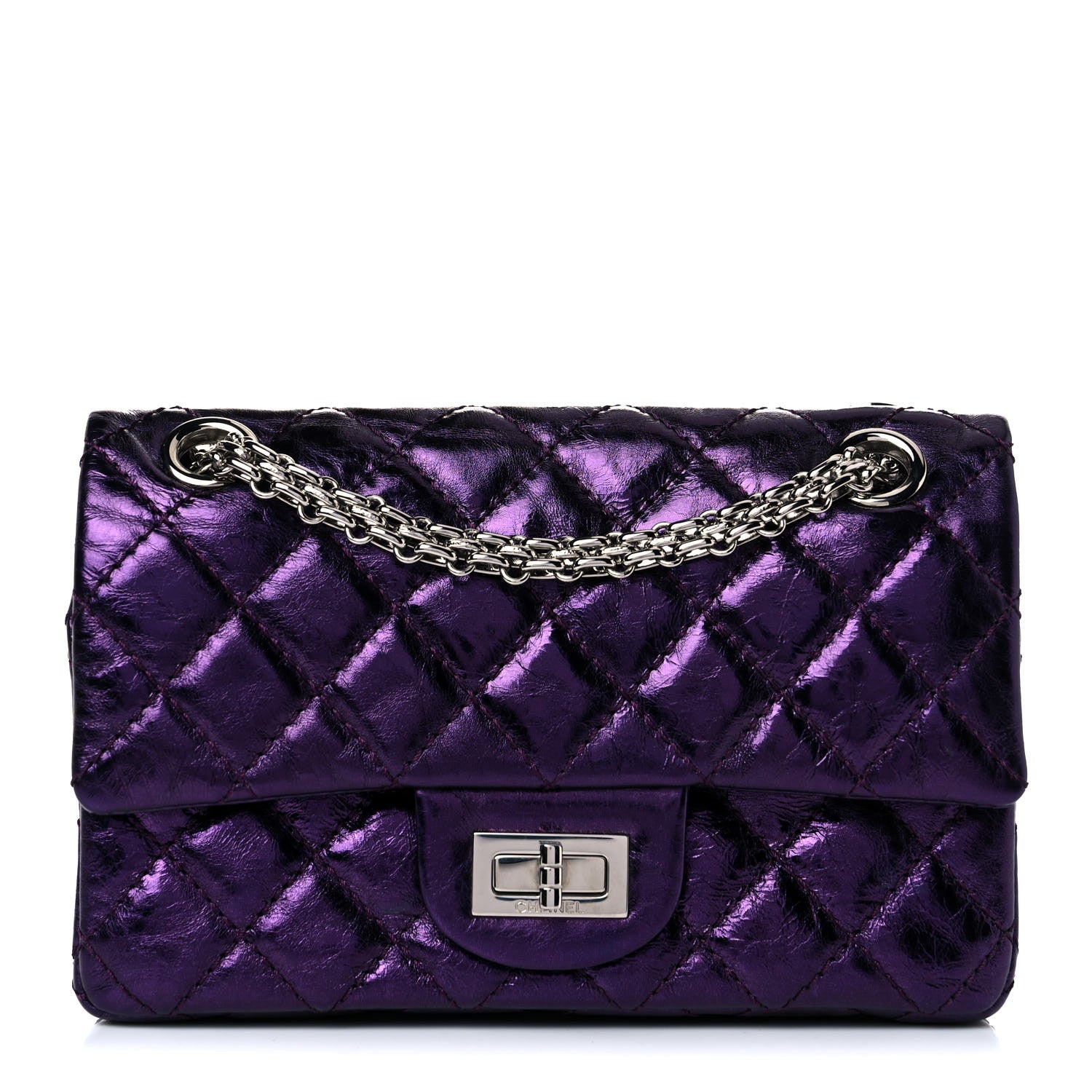 Chanel Metallic Calfskin Quilted 2.55 Reissue 224 Flap Purple 1 of 9