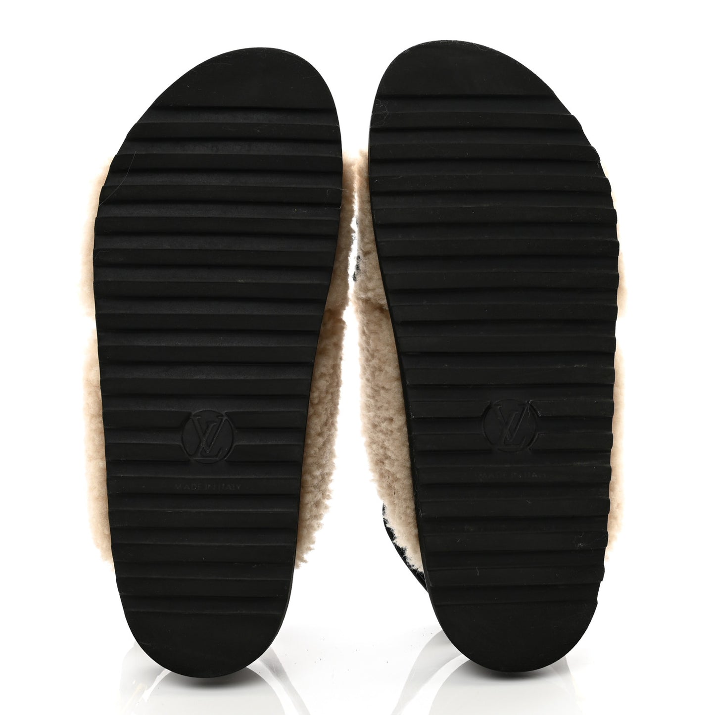 Shearling Calfskin Paseo Flat Comfort Sandal 40 Beige