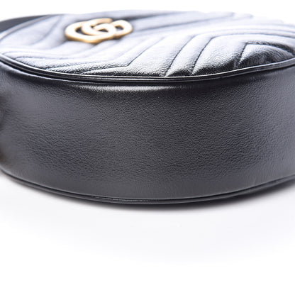 Gucci Azalea Calfskin Matelasse Heart Mini GG Marmont Round Shoulder Bag Black 8 of 10