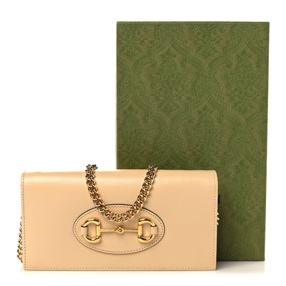 Gucci Boarded Plutone Calfskin Horsebit 1955 Wallet On Chain Bubble Tea 11 of 11