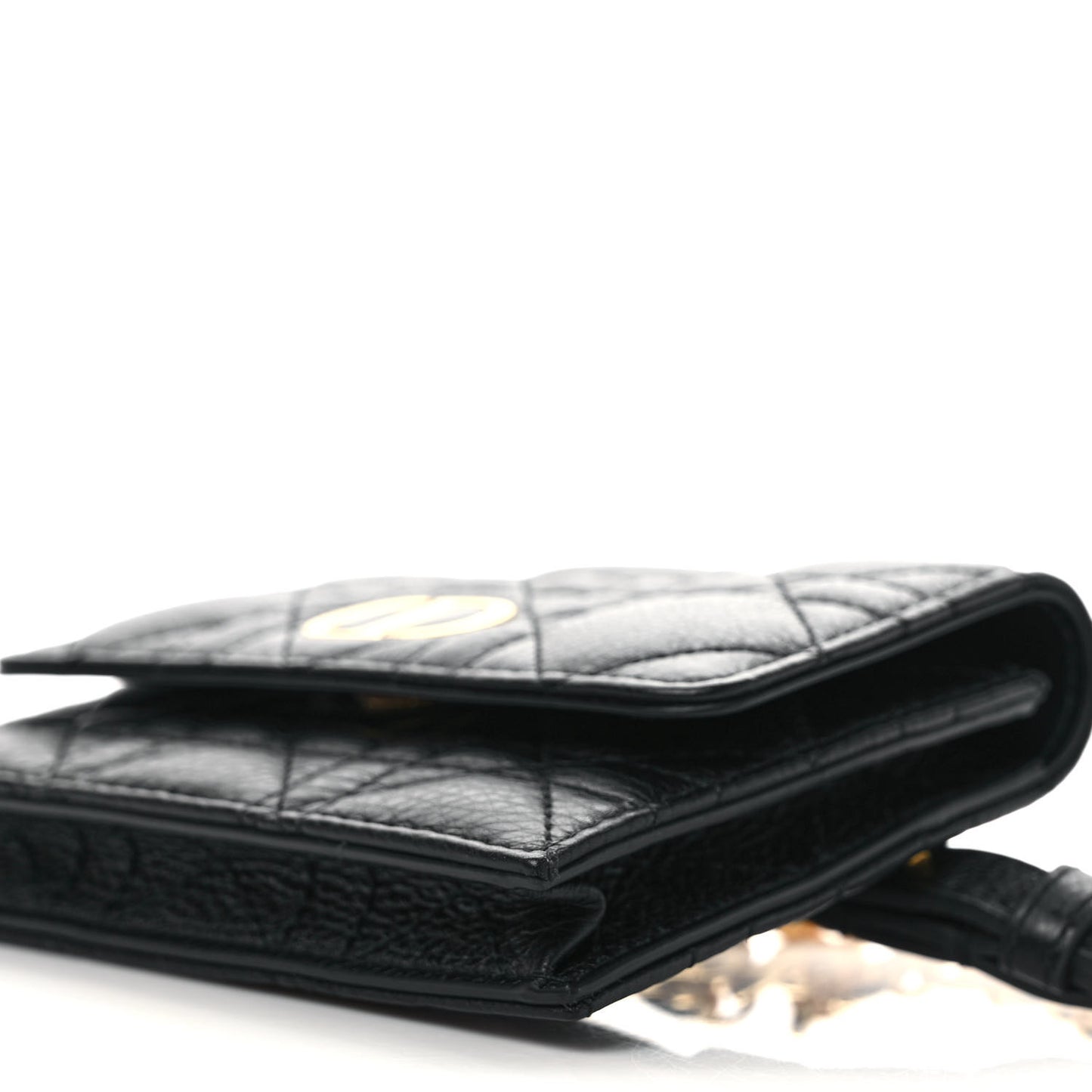 Calfskin Cannage Mini Caro Belt Pouch Black