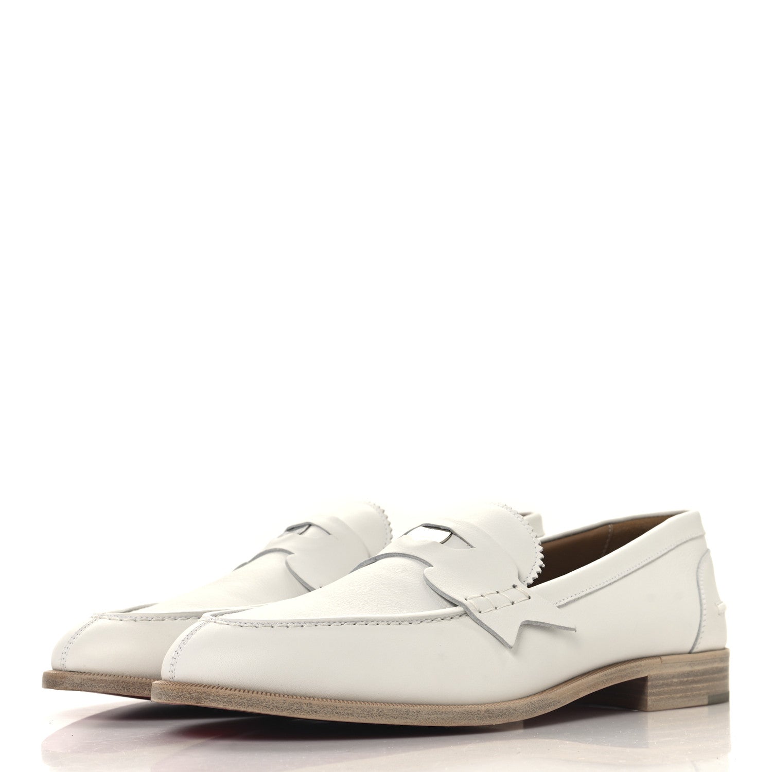 Christian Louboutin Calfskin Mens Penny Flat Loafers 43 White 4 of 9