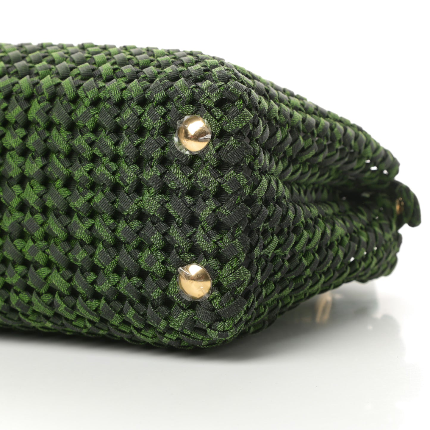 Fabric Jacquard FF 1974 Woven Knotted Medium Peekaboo Iconic Satchel Verde Black