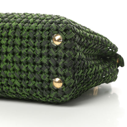 Fendi Fabric Jacquard FF 1974 Woven Knotted Medium Peekaboo Iconic Satchel Verde Black 11 of 11