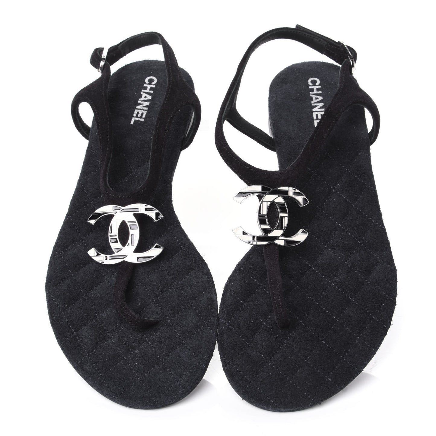 Suede Goatskin CC Thong Sandals 36 Navy