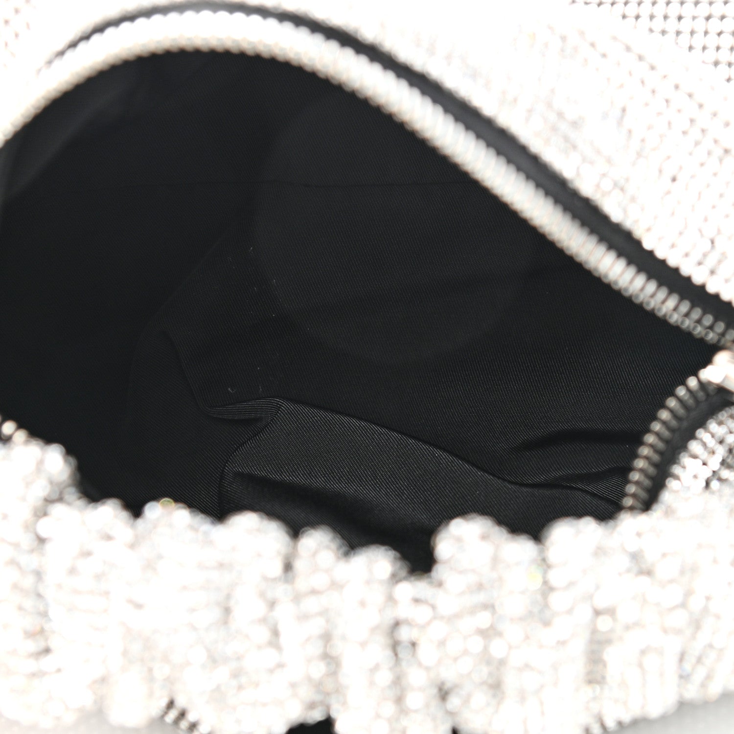 Alexander Wang Mesh Crystal Rhinestone Mini Scrunchie Clutch Black Silver 5 of 10