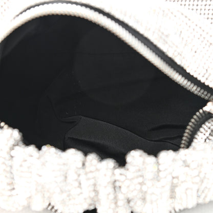 Alexander Wang Mesh Crystal Rhinestone Mini Scrunchie Clutch Black Silver 5 of 10