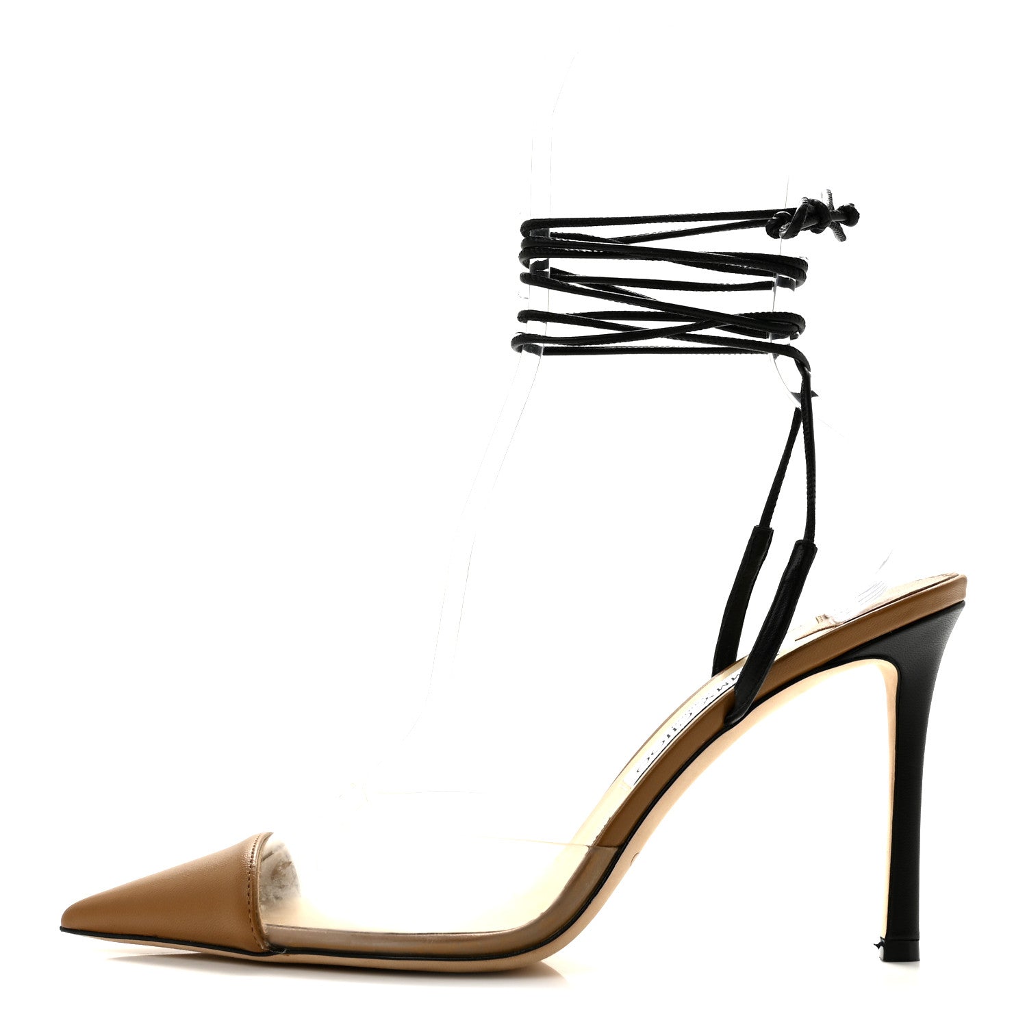 Jimmy Choo Nappa PVC Farley 95 Pumps 39 Camel 1 of 9