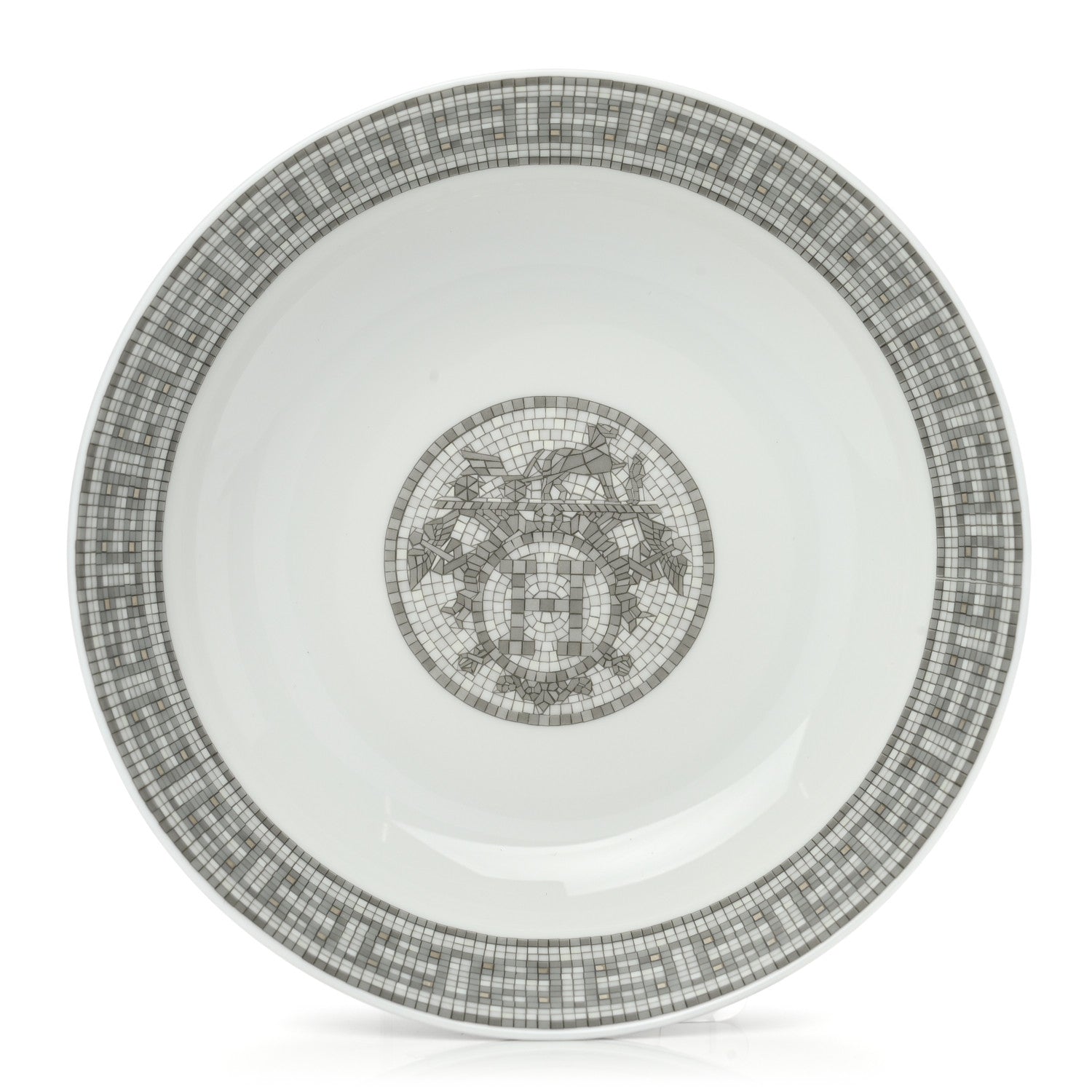 Hermes Porcelain Mosaique Au 24 Cereal Bowl Silver 3 of 8