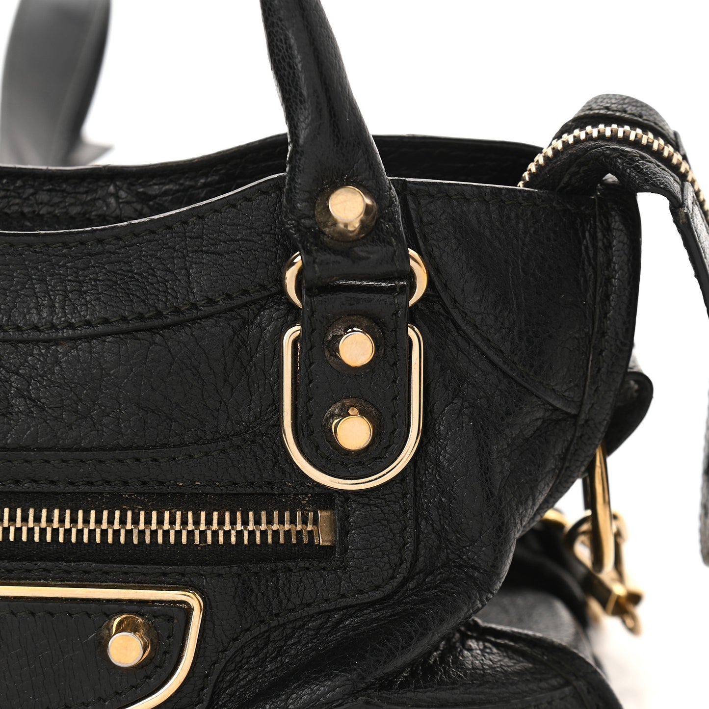 Chevre Gold Metallic Edge Hardware Mini City Black