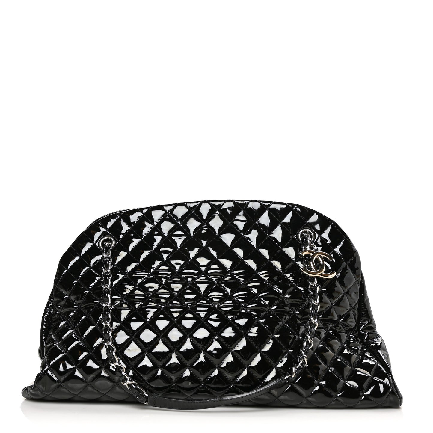 Patent Quilted Maxi Just Mademoiselle Bowling Bag Black