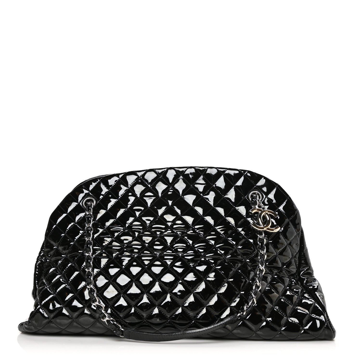Chanel Patent Quilted Maxi Just Mademoiselle Bowling Bag Black 1 of 13
