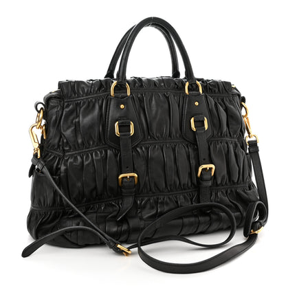 Prada Nappa Gaufre Buckle Shoulder Bag Black 3 of 15