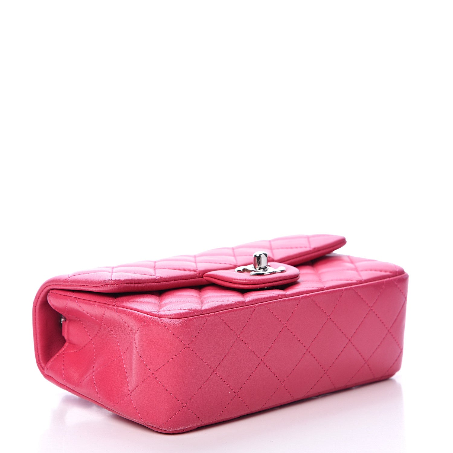 Chanel Lambskin Quilted Mini Rectangular Flap Dark Pink 3 of 17