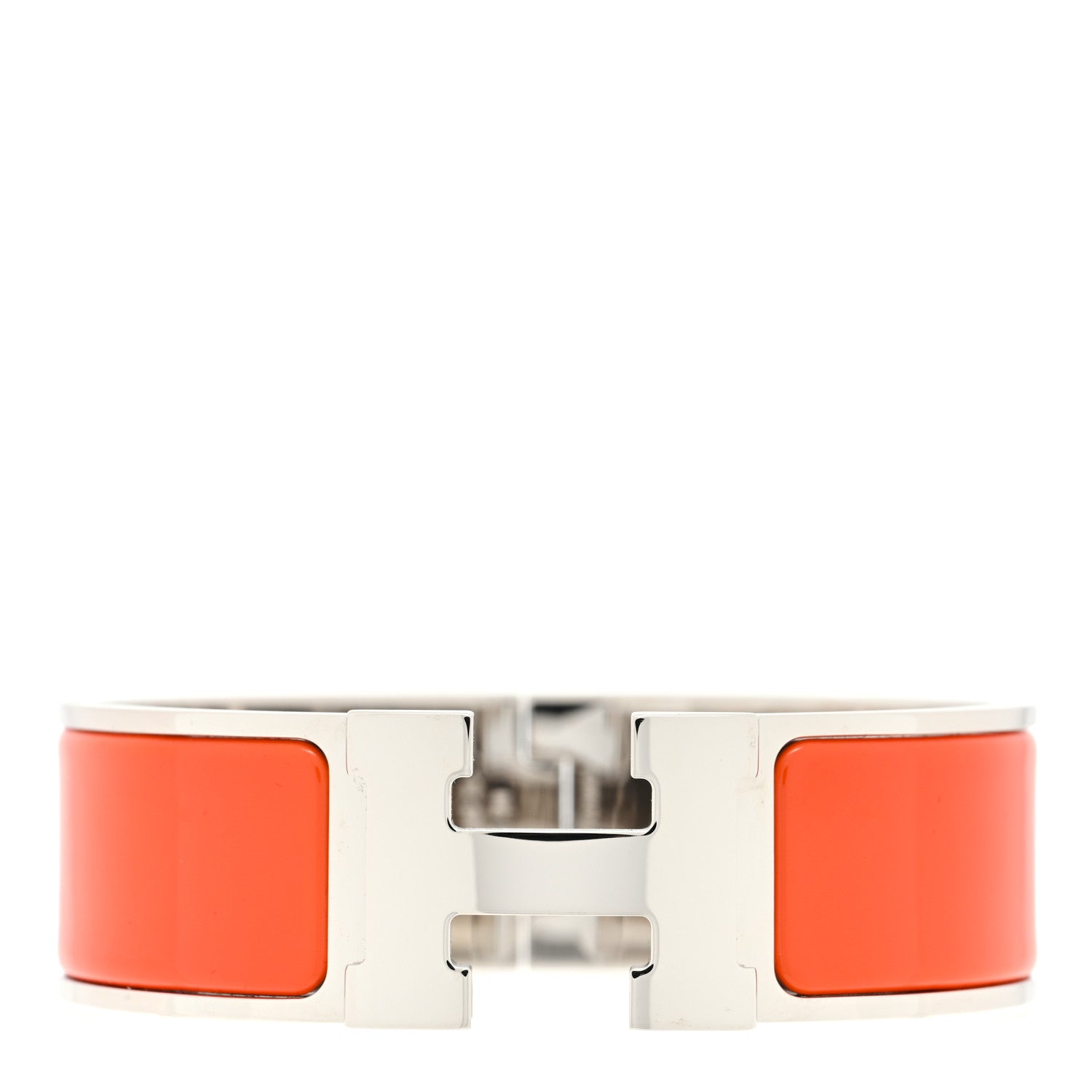 Hermes Enamel Wide Clic Clac H Bracelet GM Orange 1 of 3