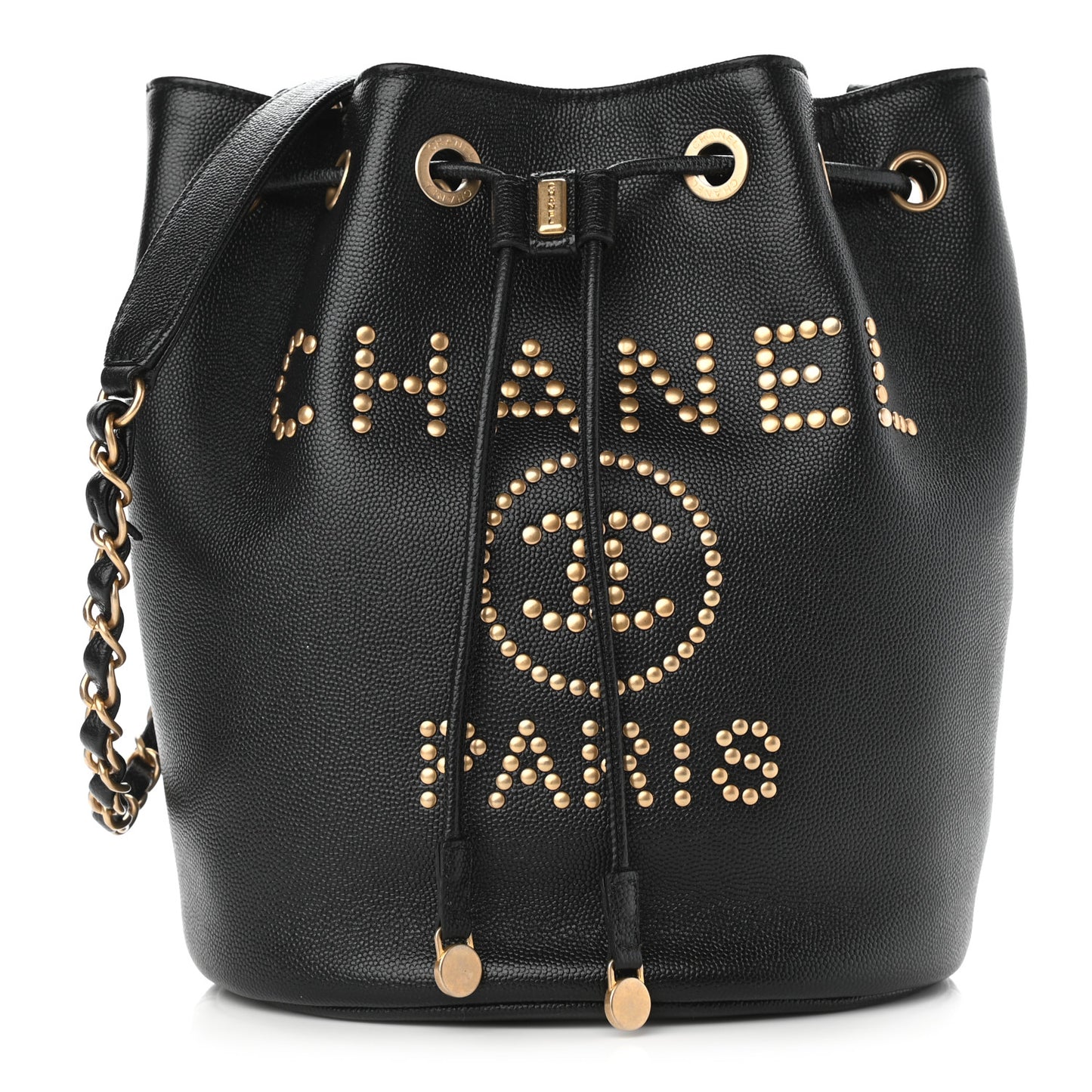 Caviar Deauville Drawstring Bucket Bag Black