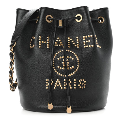 Chanel Caviar Deauville Drawstring Bucket Bag Black 1 of 10