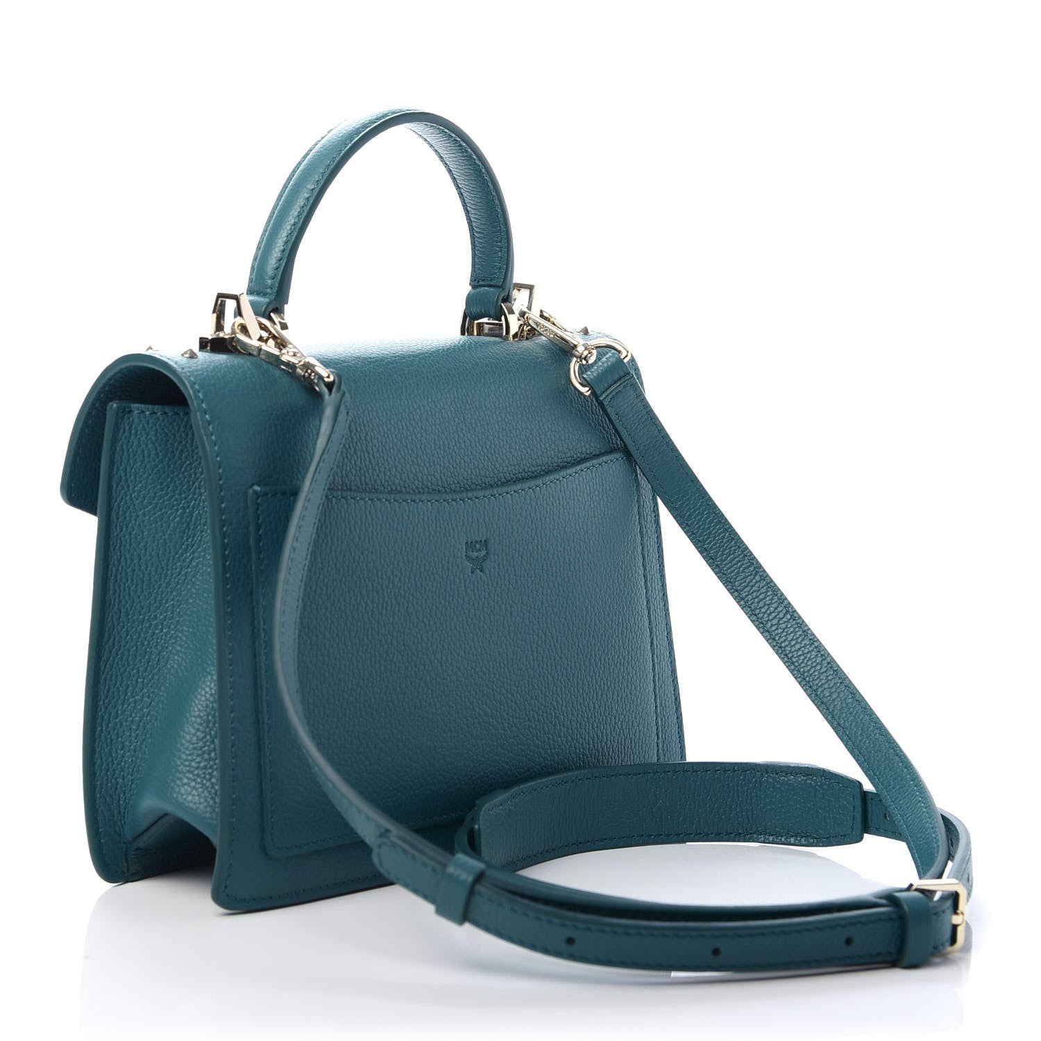 MCM Calfskin Studded Small Patricia Crossbody Bag Deep Lagoon 3 of 11
