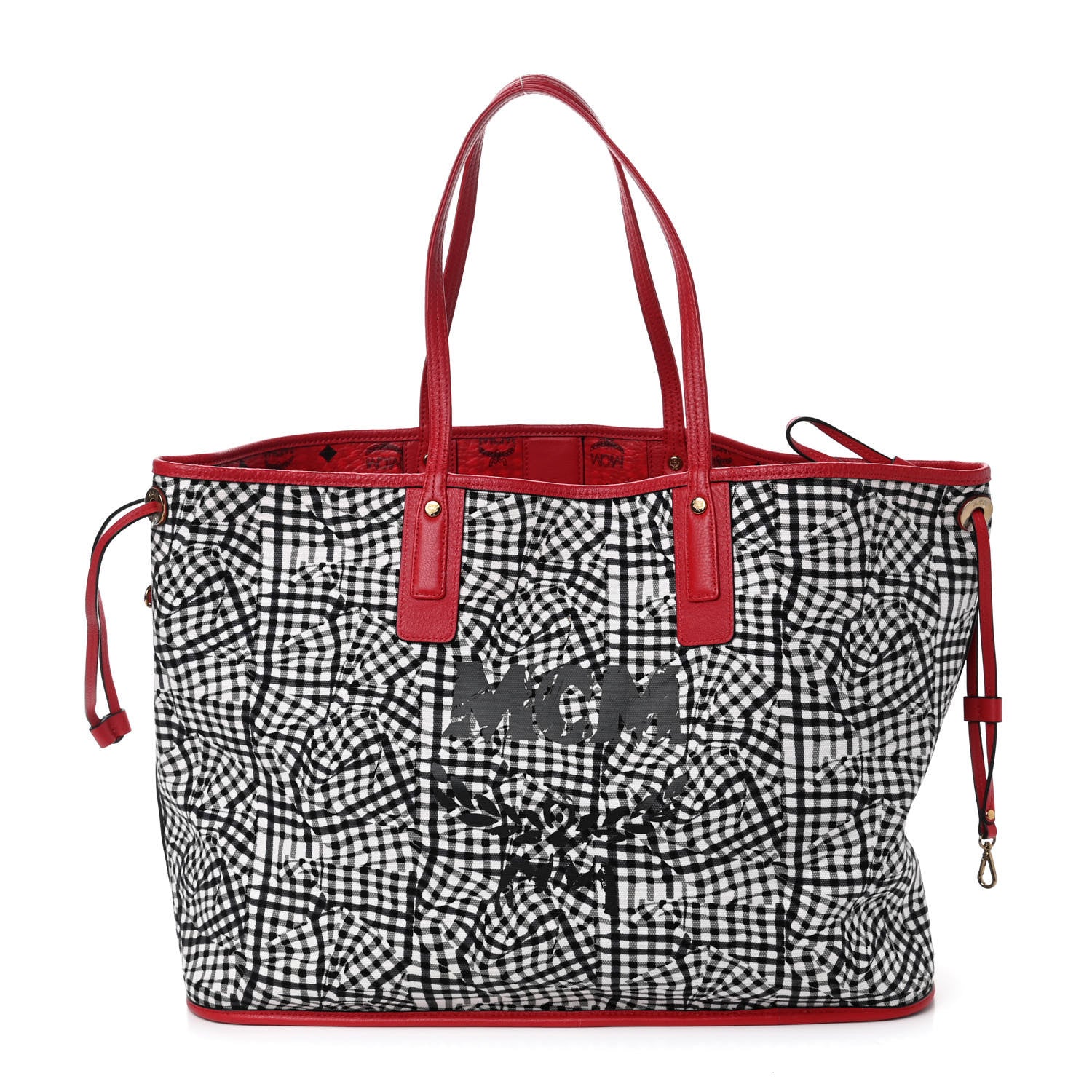 MCM Visetos Large Liz Reversible Shopper Tote Ruby Red 3 of 15