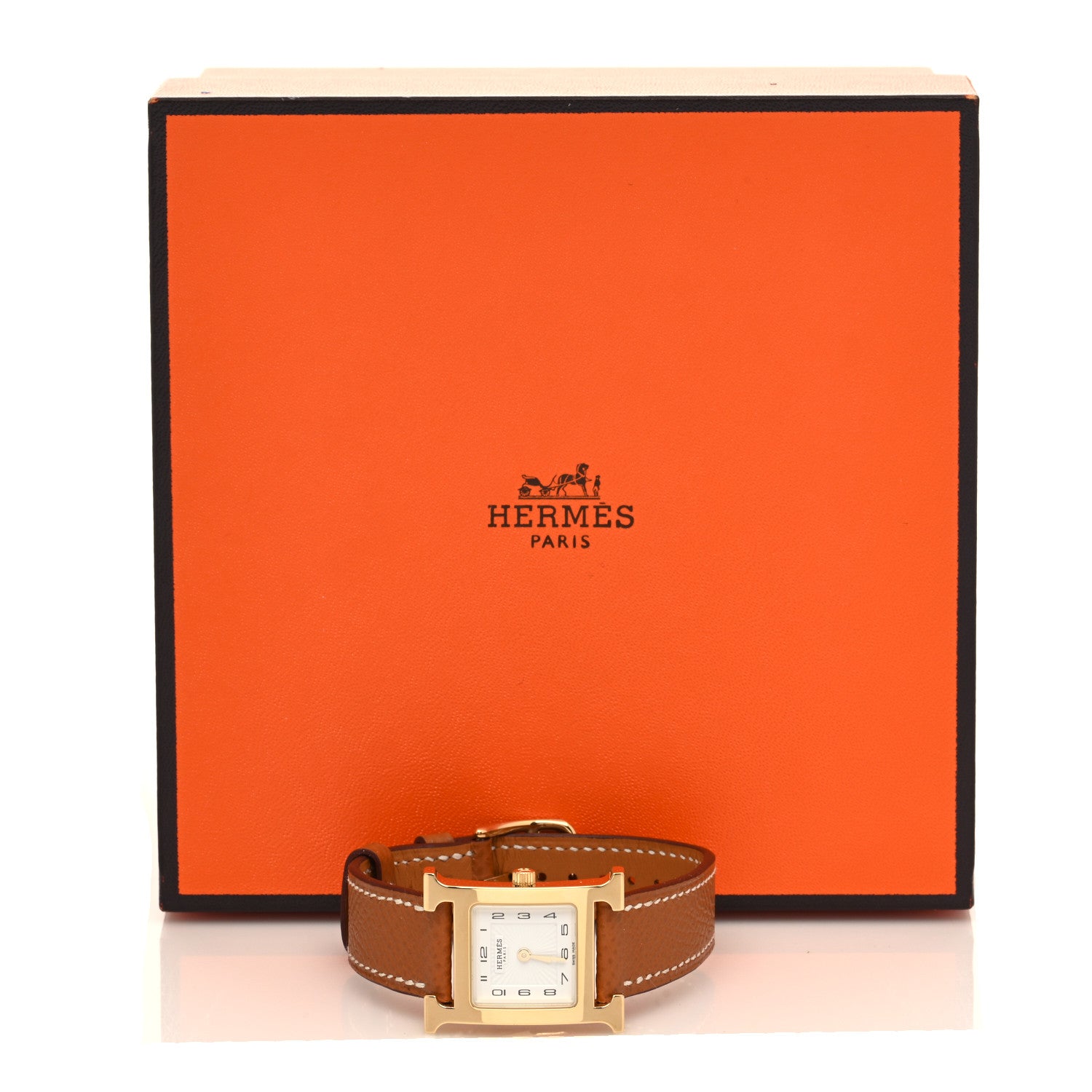 Hermes Stainless Steel Epsom 21mm Heure H Hour Quartz Watch Gold 5 of 5