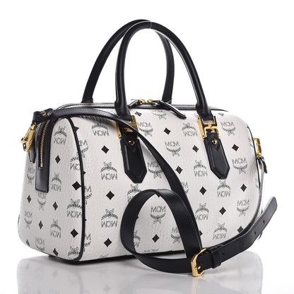 MCM Visetos Heritage Boston Satchel White 3 of 18