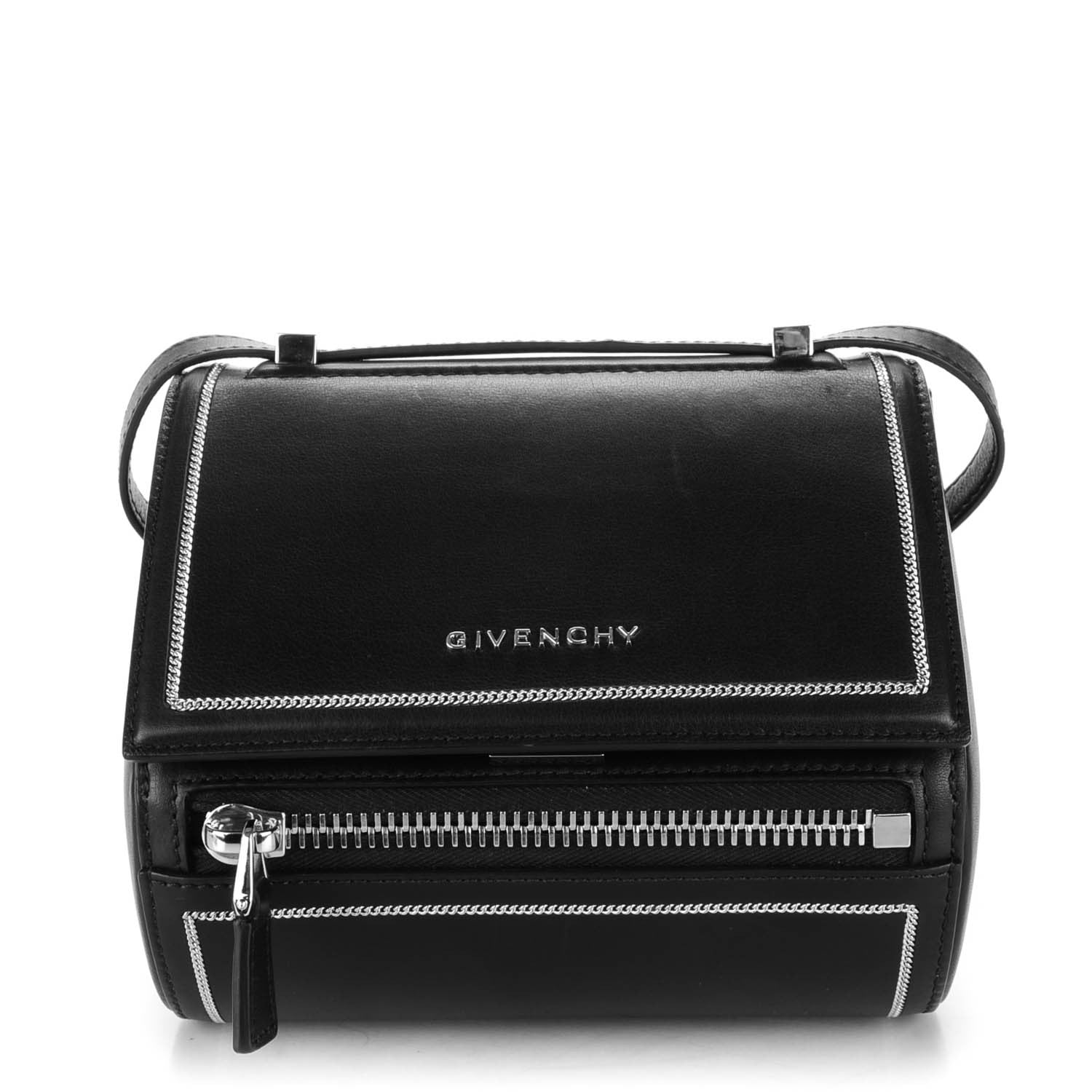 Givenchy Calfskin Chain Embellished Mini Pandora Box Crossbody Bag Black 1 of 11