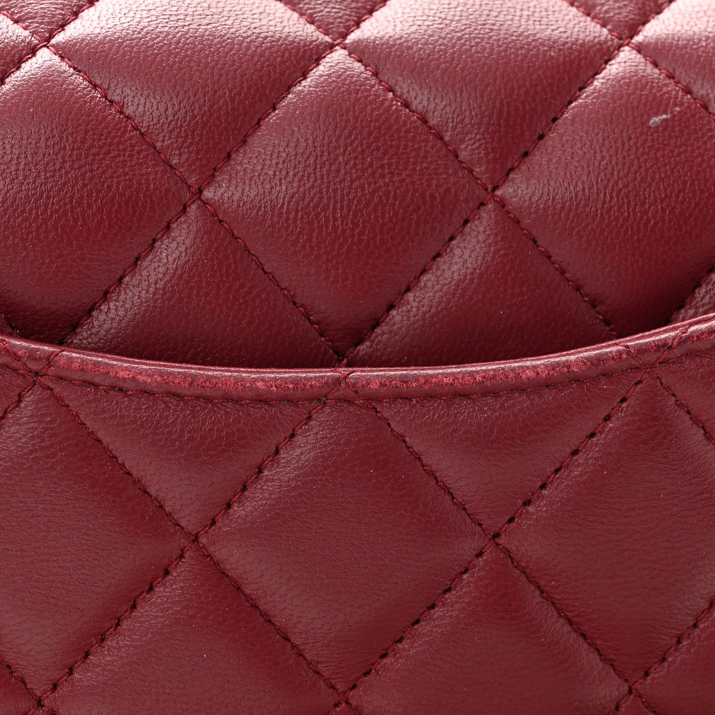 Lambskin Quilted Mini Rectangular Flap Burgundy