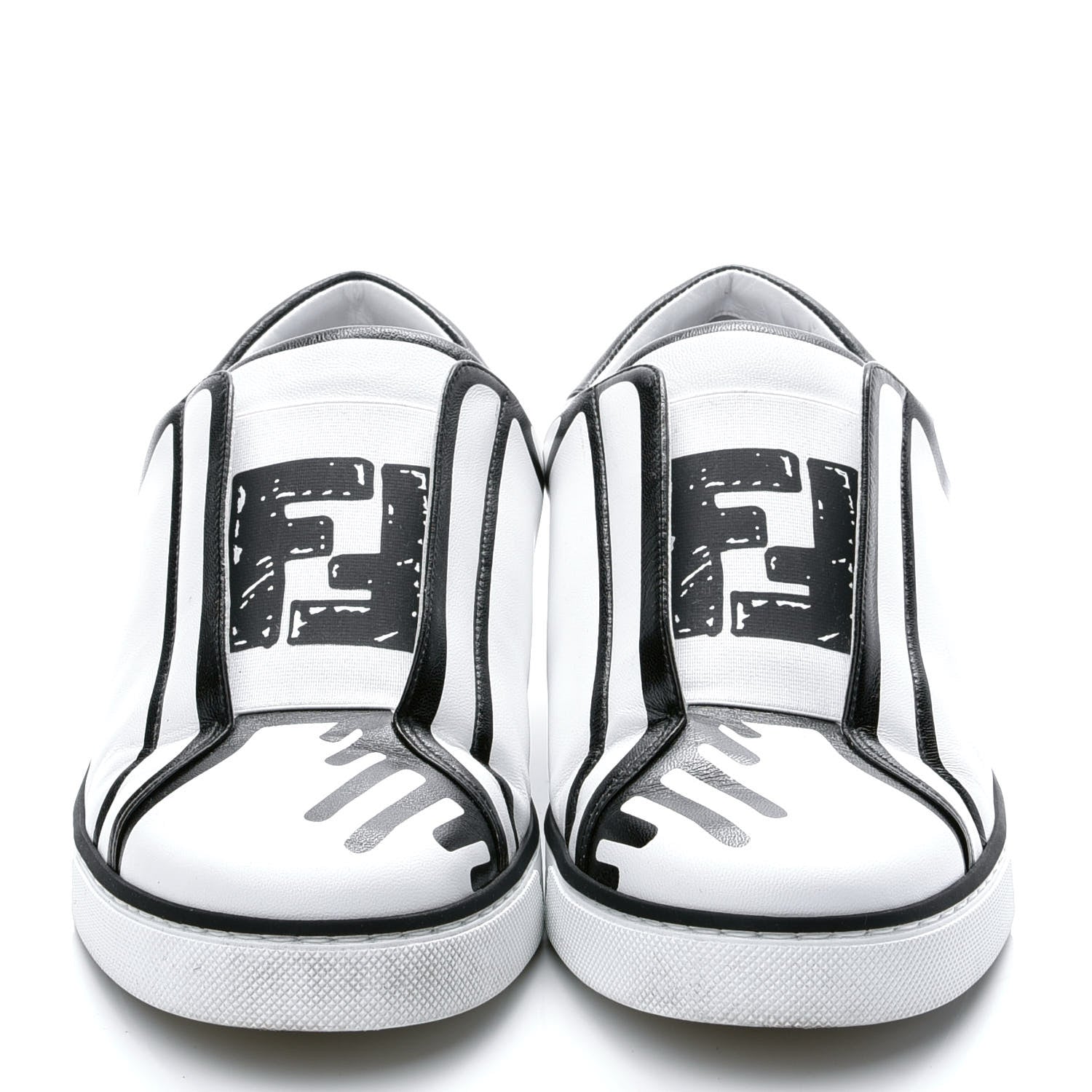 Fendi X JOSHUA VIDES Nappa Rockoclick Slip On Sneakers 39.5 Snow White Black 2 of 9