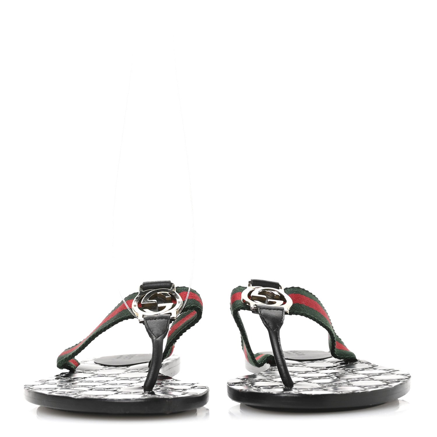 Gucci Nylon Guccissima Web Womens Thong Sandals 36.5 Green Red Black 3 of 7