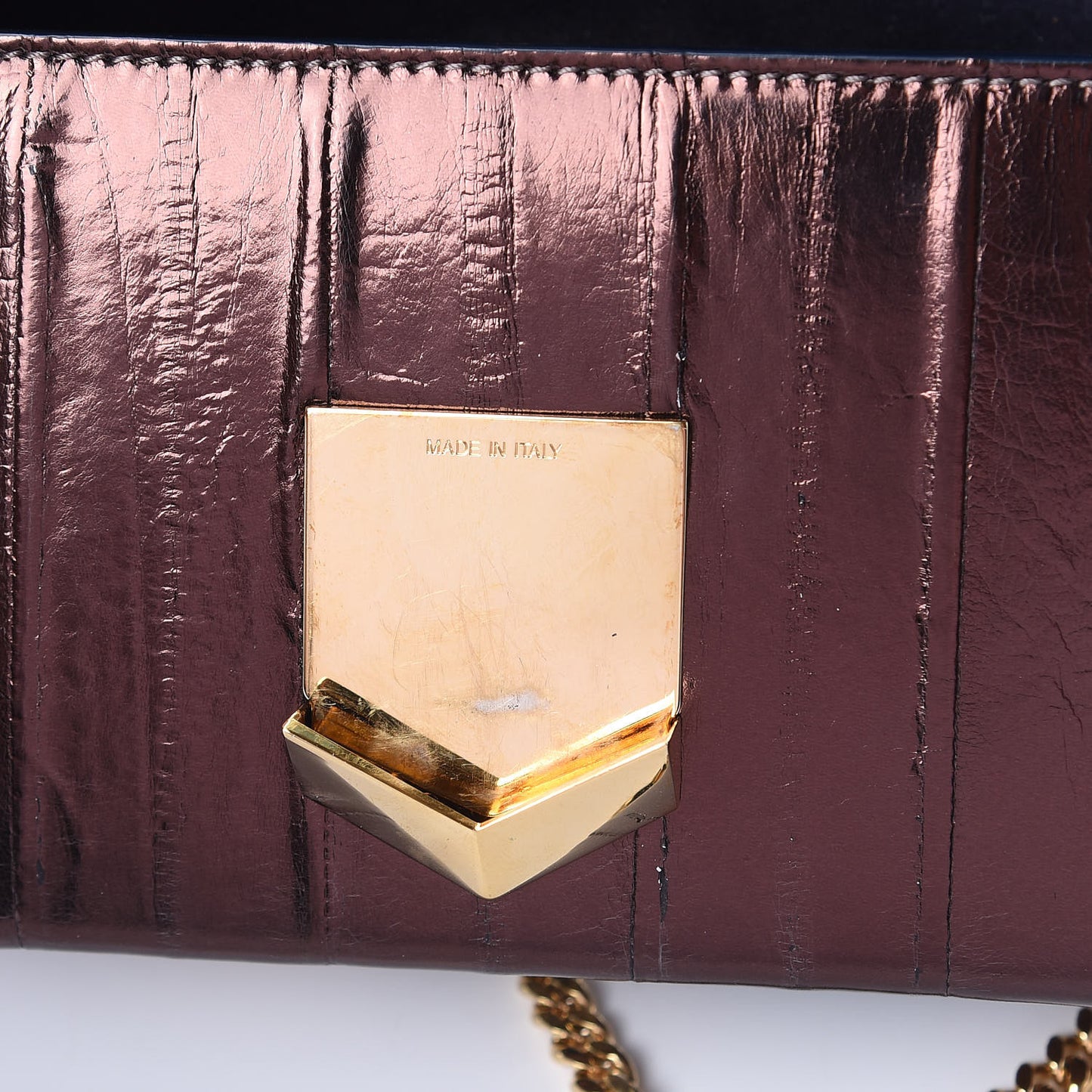 Metallic Eel Watersnake Lockett Petite Shoulder Bag Navy