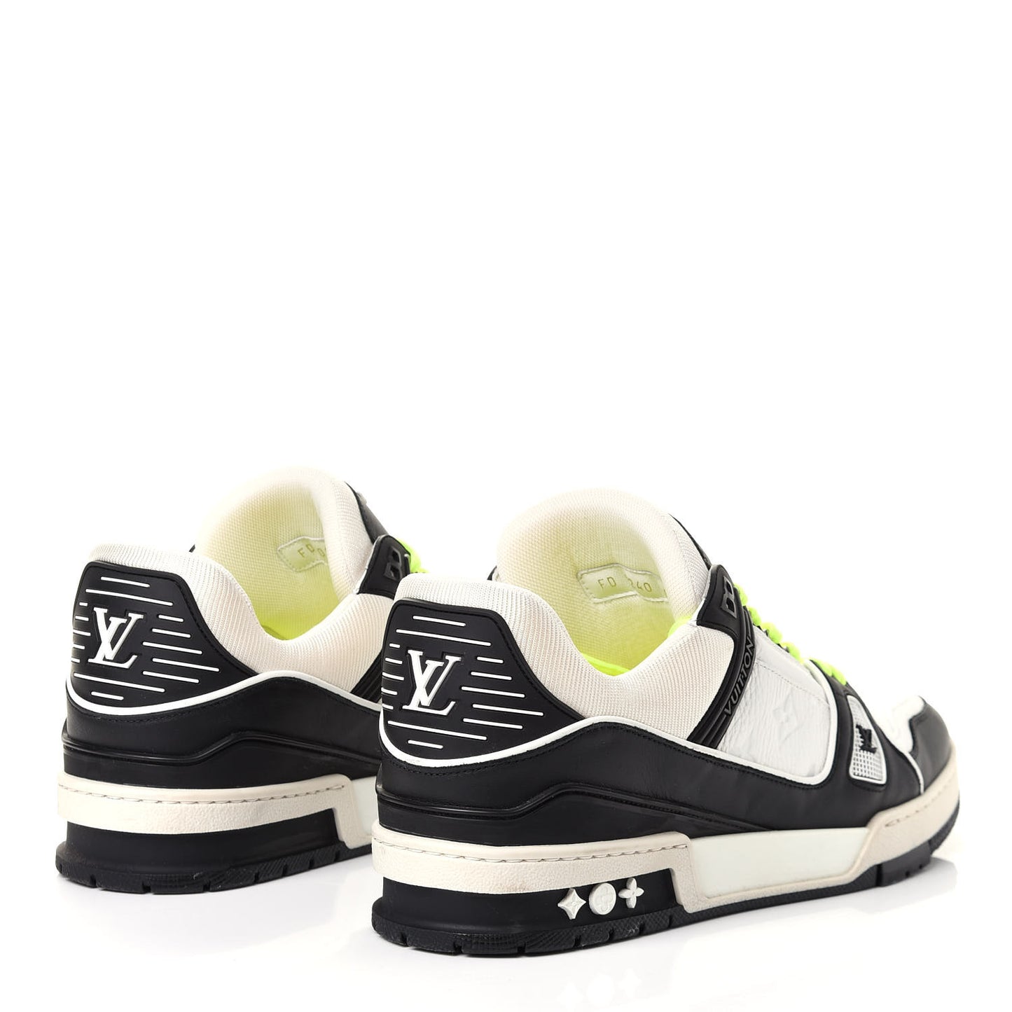Calfskin Patent Mens LV Trainer Sneakers 9 White Black 8