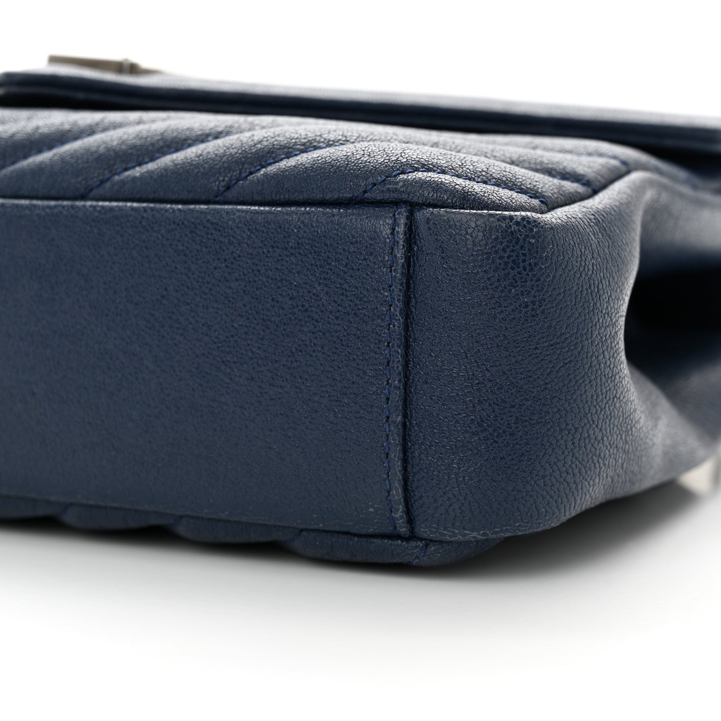 Sheepskin Matelasse Chevron Monogram Medium College Bag Navy