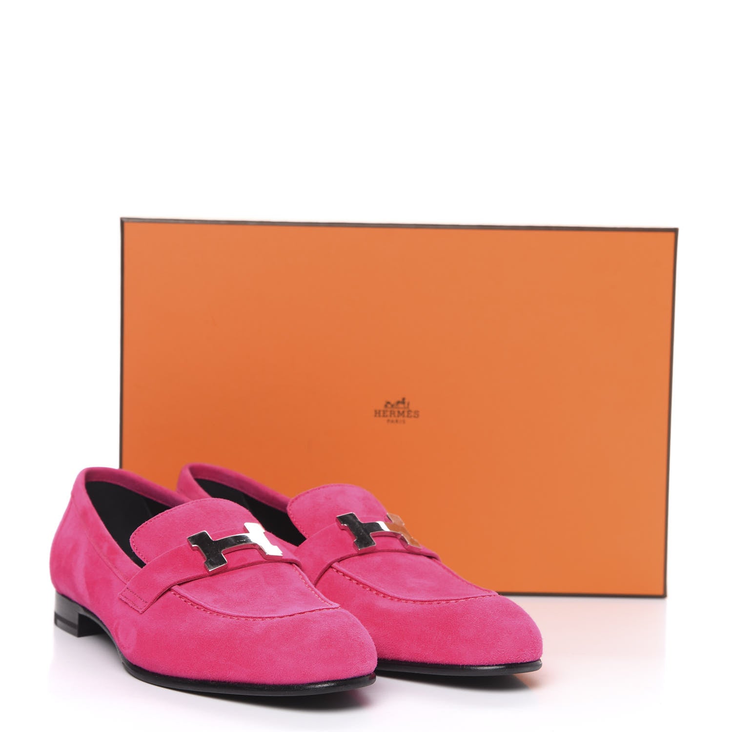 Hermes Suede Goatskin Paris Loafers 38 Rose Fuchsia 8 of 8