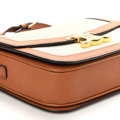 Celine Textile Calfskin Classique Triomphe Bag Natural Tan 9 of 10
