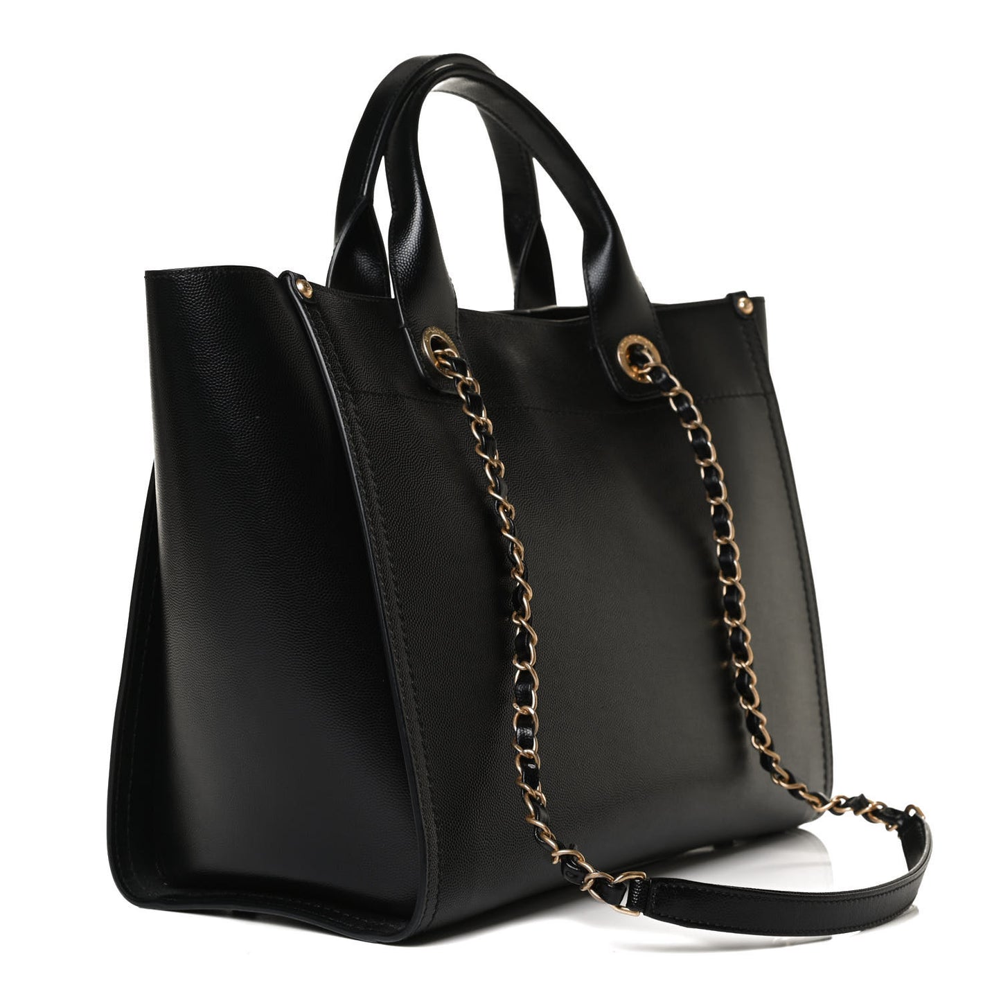 Caviar Small Studded Deauville Tote Black