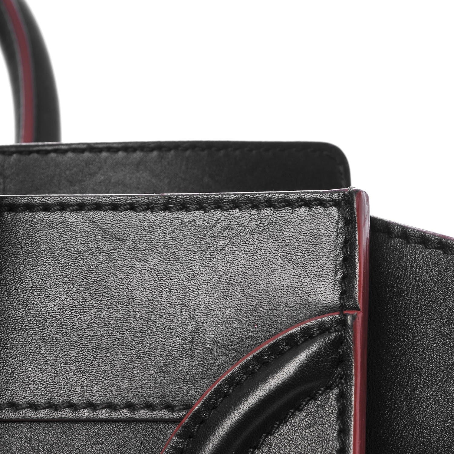Celine Smooth Calfskin Mini Luggage Black Pink Trim 7 of 17