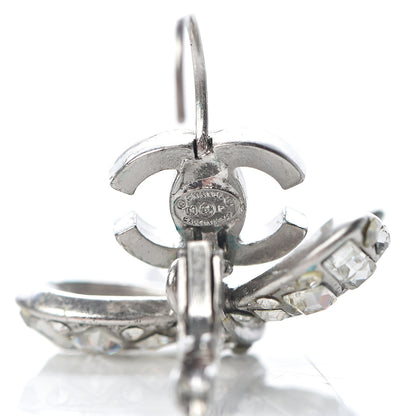 Chanel Crystal CC Bow Dangle Earrings Silver 4 of 4
