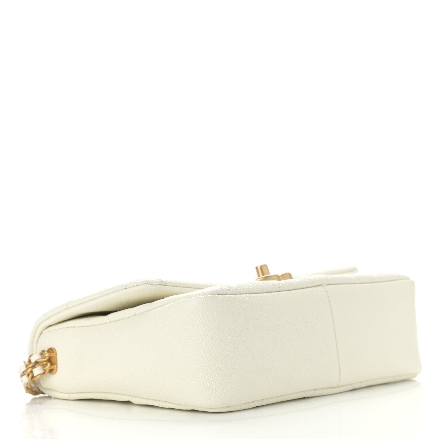 Shiny Caviar Quilted Small Chain Melody Flap White