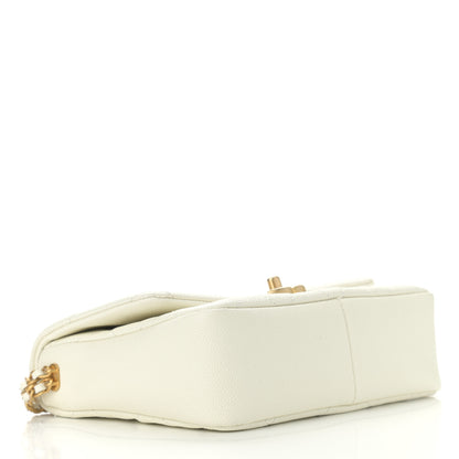 Chanel Shiny Caviar Quilted Small Chain Melody Flap White 4 of 11
