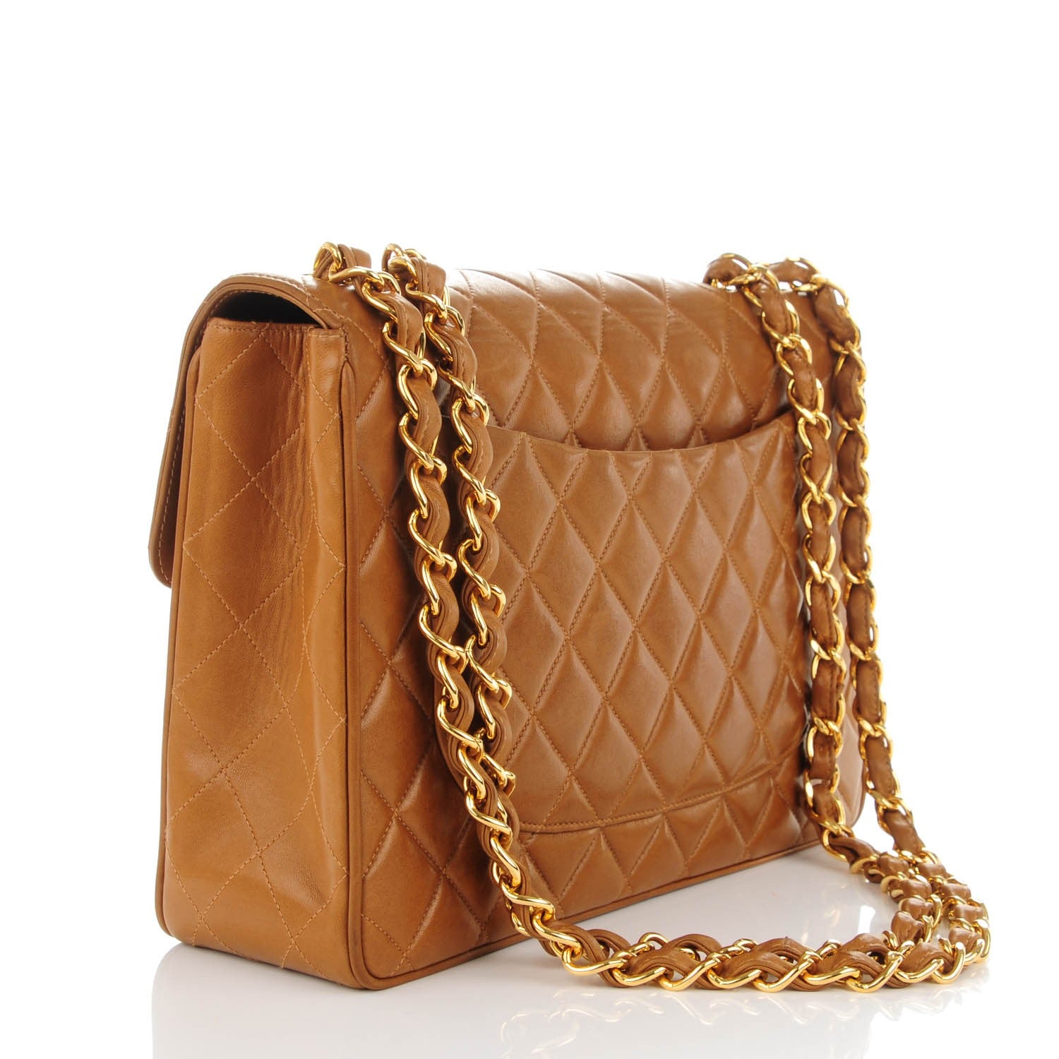 Chanel Lambskin Quilted Jumbo Single Flap Dark Beige 3 of 10