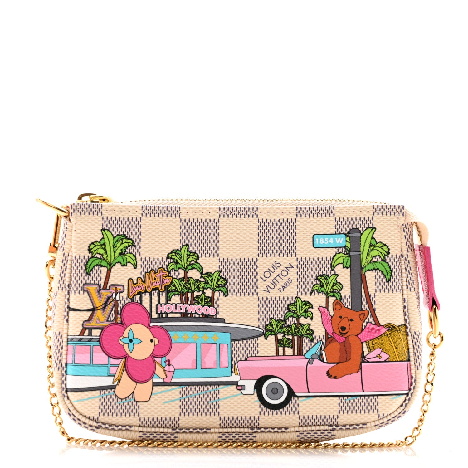 Louis Vuitton Damier Azur 2021 Christmas Animation Hollywood Mini Pochette Accessories Fuchsia 1 of 8