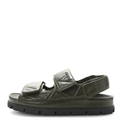 Prada Nappa Quilted Padded Slingback Sandals 35.5 Militare 1 of 9