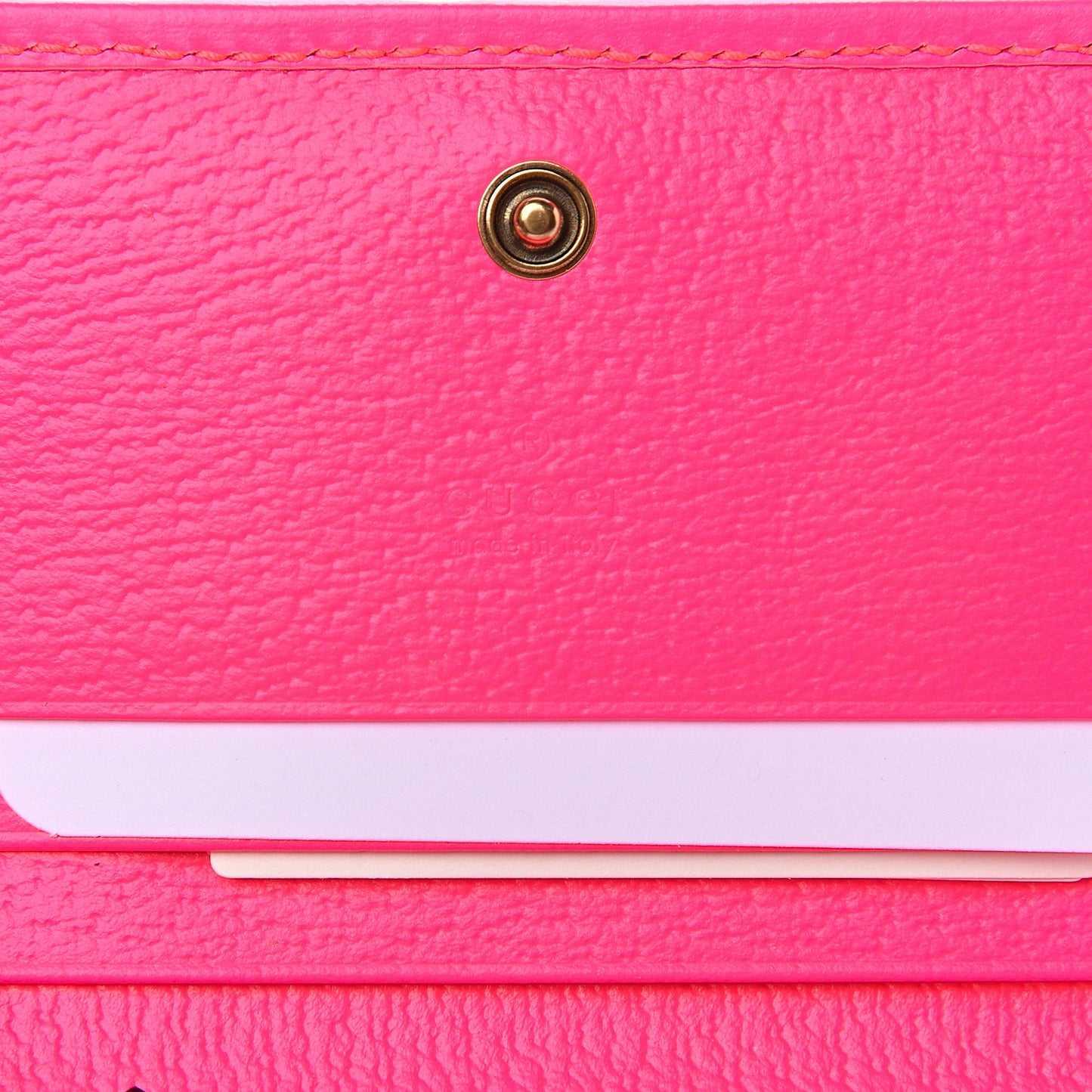 Calfskin Flora Print Zumi Card Case Fuxia Fluo
